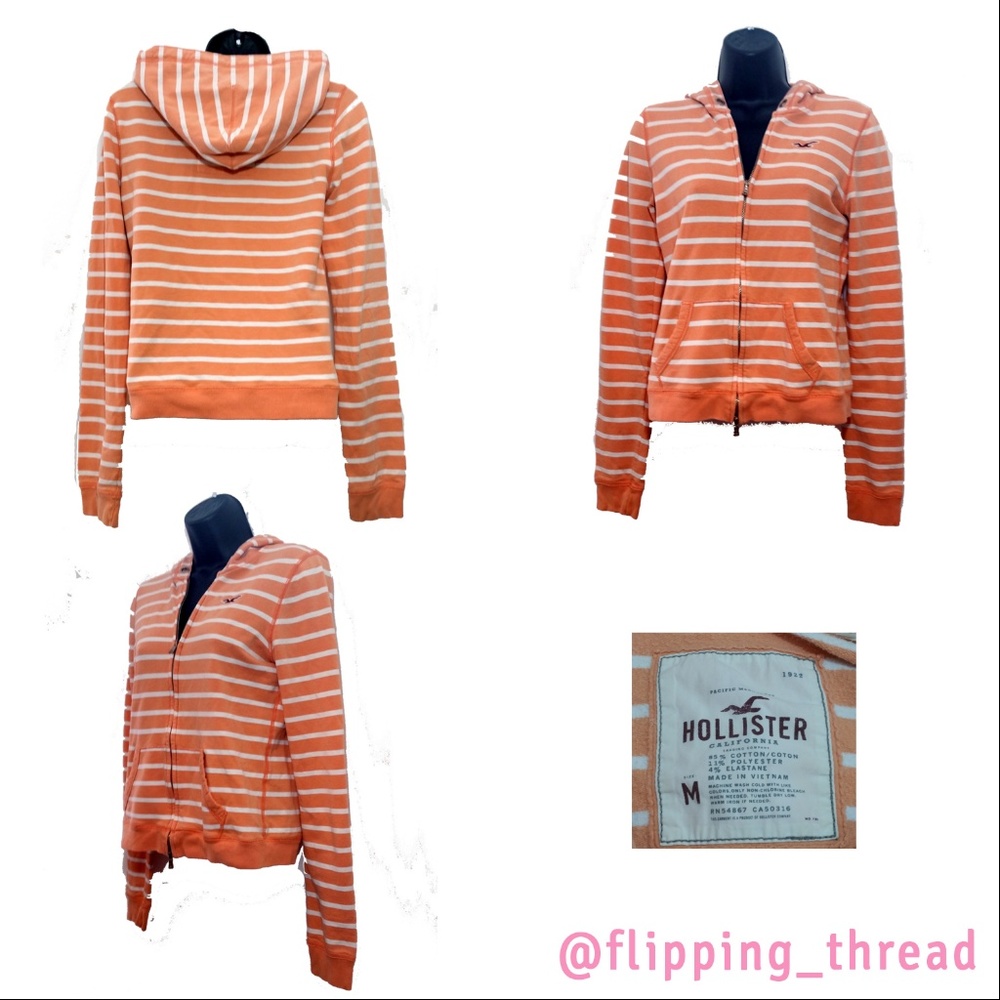 Hollister Zip up Striped Hoodie - Size M